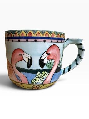 American Gift Key Largo Collector Series Hand-Painted Ceramic Flamingo Mug